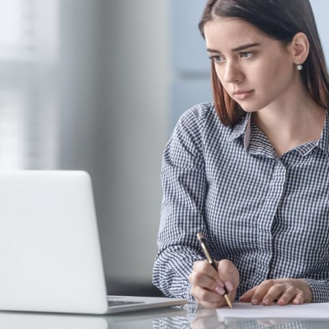 A woman attending MS Excel course online